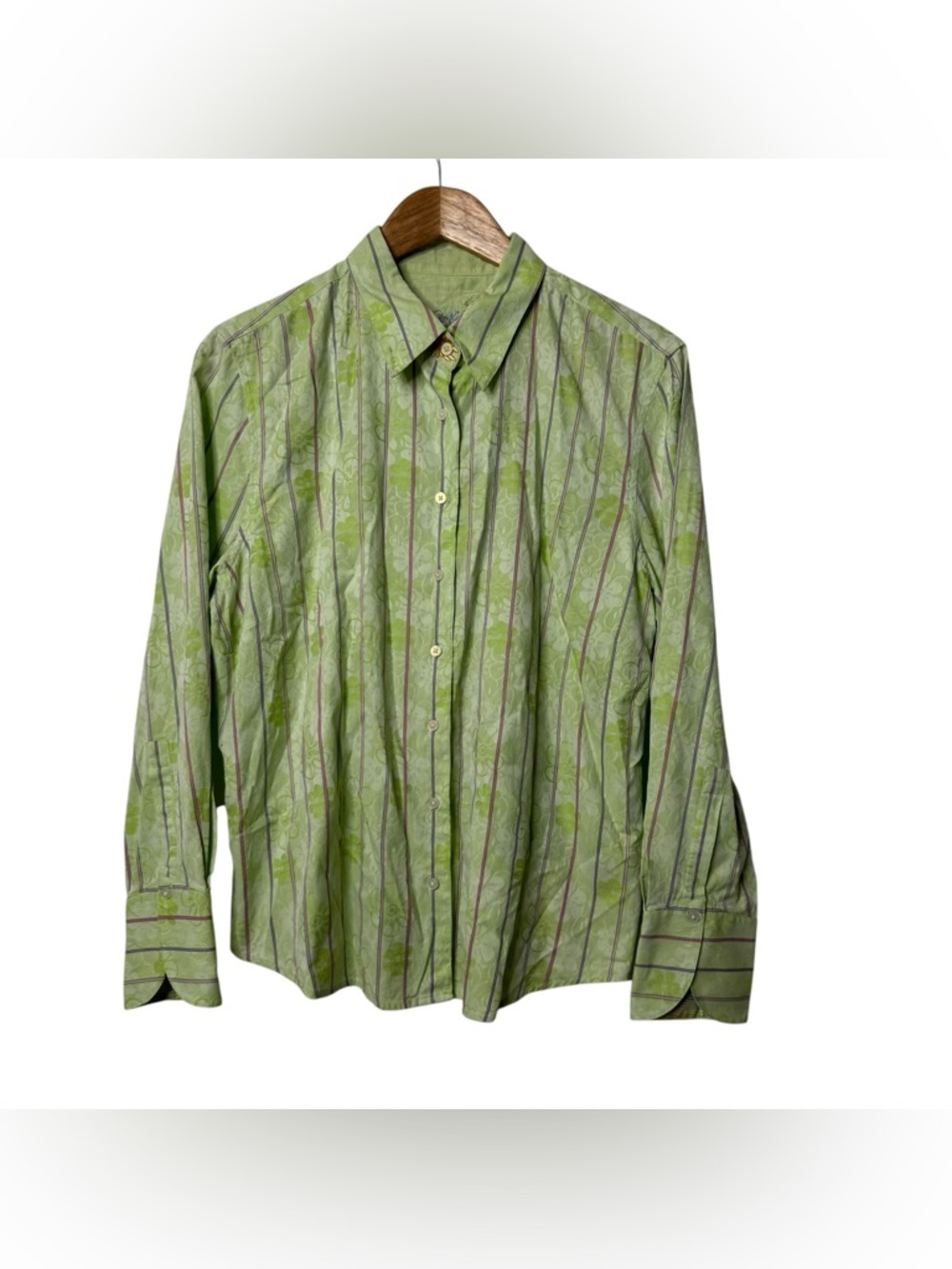Robert Graham women's button-up shirt featuring a green floral pattern